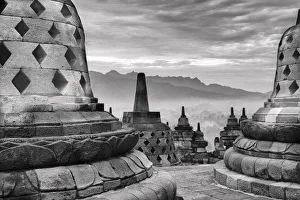 Borobudur Temple Print, a 9th-century Mahayana Buddhist temple in Java