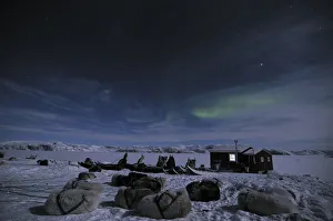 Aurora above hut at Ilulissat, Greenland Aurora above hut at Ilulissat, Greenland