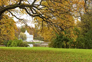 Autumn view towards Grotto Pavilion, Catherine Park, Pushkin (Tsarskoye Selo), near St Autumn view towards Grotto Pavilion, Catherine Park, Pushkin (Tsarskoye Selo), near St