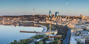 Azerbaijan, Baku, high angle city skyline, from the north Azerbaijan, Baku, high angle city skyline, from the north