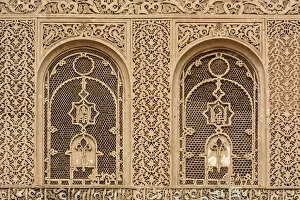Medina of Marrakesh Collection: Beautifull stucco work in the Ben Youssef Medersa