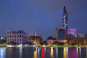 Bitexco Financial Tower and Ben Ngde River at dusk, Ho Chi Minh City, Vietnam Bitexco Financial Tower and Ben Ngde River at dusk, Ho Chi Minh City, Vietnam