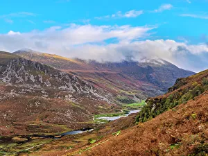 County Kerry Views Prints: Black Lake and Gap of Dunloe, elevated view, County Kerry, Ireland