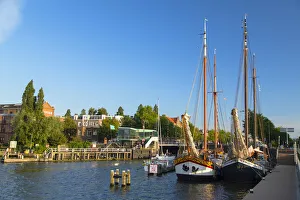 Boats at Houthavens harbour, Amsterdam, Noord Holland, Netherlands Boats at Houthavens harbour, Amsterdam, Noord Holland, Netherlands