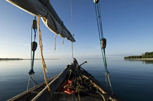 Bow of a traditional dhow with sail in Mafia Island coast of Tanzania Bow of a traditional dhow with sail in Mafia Island coast of Tanzania