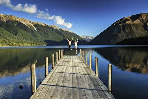 Boys Jumping off Jetty, Lake Rotoiti, New Zealand Boys Jumping off Jetty, Lake Rotoiti, New Zealand
