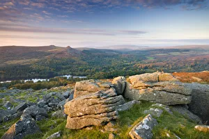 Prints of Burrator, Leather Tor and Sharpitor viewed from Sheepstor, Dartmoor National Park, Devon, England Sheepstor Prints: Burrator, Leather Tor and Sharpitor Print, Dartmoor National Park