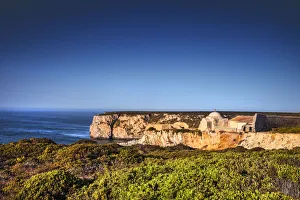 Chapel on the cliffs near Cabo de Sao Vicente, Costa Vicentina, Algarve, Portugal Chapel on the cliffs near Cabo de Sao Vicente, Costa Vicentina, Algarve, Portugal