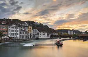 Chateau Gutsch at sunset, Luzern, Canton Luzern, Switzerland Chateau Gutsch at sunset, Luzern, Canton Luzern, Switzerland