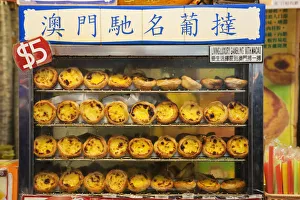 China, Macau, Display of Portugese Egg Tarts China, Macau, Display of Portugese Egg Tarts