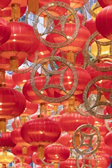 Chinese New Year decorations on Lee Tung Avenue, Wan Chai, Hong Kong Island, Hong Kong Chinese New Year decorations on Lee Tung Avenue, Wan Chai, Hong Kong Island, Hong Kong