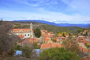 Church of the Annunciation and the Village of Lofou, Troodos Mountains, Cyprus, Eastern Church of the Annunciation and the Village of Lofou, Troodos Mountains, Cyprus, Eastern