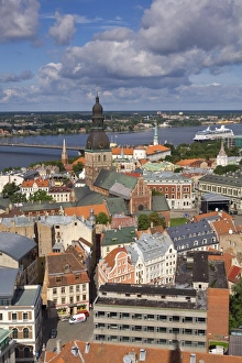 Prints of City Skyline, Riga, Latvia Old City Overview, Riga, Latvia Latvia Prints: Riga City Skyline Print