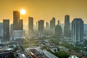 City skyline at sunset, Jakarta, Java, Indonesia City skyline at sunset, Jakarta, Java, Indonesia