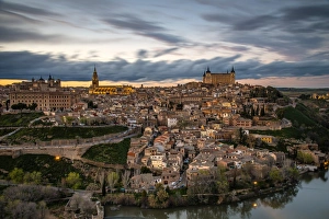City skyline at sunset, Toledo, Castile La Mancha, Spain City skyline at sunset, Toledo, Castile La Mancha, Spain