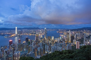 City skyline and Victoria Harbour viewed from Victoria Peak, Hong Kong, China City skyline and Victoria Harbour viewed from Victoria Peak, Hong Kong, China
