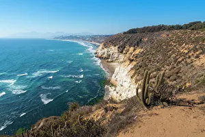 South America Scenic Views Prints: Cliffs along the coast with distant views of Maitencillo