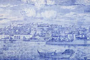 Prints of Close up of Azulejos decorations at Miraduro de Santa Luzia (St Lucy viewpoint), Alfama Neighborhood, Lisbon, Lisbon Metropolitan Area, Portugal Portugal Prints: Close-up Azulejos Print, Lisbon, Portugal