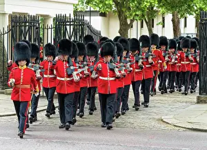 Prints of Coldstream Guards leaving Wellington Barracks during Trooping the Colour, London, England Event Prints: Coldstream Guards Print, Trooping the Colour