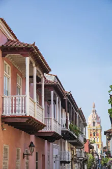 Colombia, Caribbean coast, Cartagena, view of colonial buildings in the old city centre Colombia, Caribbean coast, Cartagena, view of colonial buildings in the old city centre