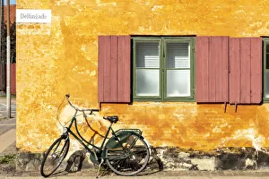 Colourful facade of a residential house, former naval barracks, Nyboder, Copenhagen Colourful facade of a residential house, former naval barracks, Nyboder, Copenhagen