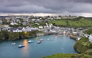 Cornish fishing village of Port Isaac on a moody autumn morning, Cornwall, England Cornish fishing village of Port Isaac on a moody autumn morning, Cornwall, England