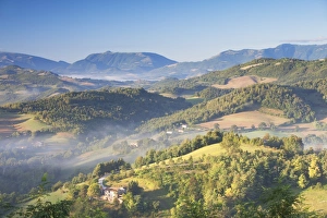 Countryside around Urbino at dawn, Le Marche, Italy Countryside around Urbino at dawn, Le Marche, Italy