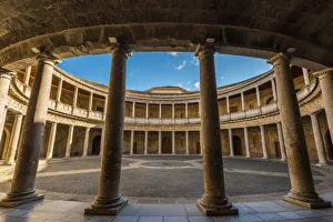 Courtyard of the Palace of Charles V or Palacio de Carlo V, Alhambra palace, Granada Courtyard of the Palace of Charles V or Palacio de Carlo V, Alhambra palace, Granada
