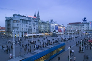 Croatia, Zagreb, Trg Josip Jelacica Square, Trams Croatia, Zagreb, Trg Josip Jelacica Square, Trams