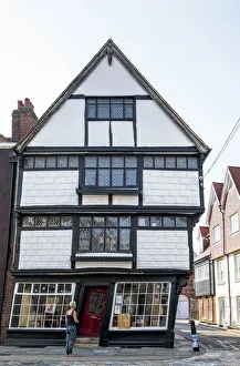 Prints of The Crooked House of Canterbury, believed to have been built in 1617, also known as Sir John Boys House or Old Kings Shop, Canterbury, Kent, England Canterbury Prints: AWL Print of The Crooked House, Canterbury (1617)