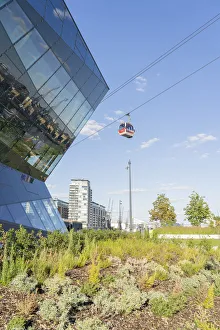 The Crystal building and the Emirates Airline Cable car, London, England, UK The Crystal building and the Emirates Airline Cable car, London, England, UK