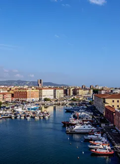 Italian Historic Sites Prints: Darsena Vecchia, Old Dock, elevated view, Livorno, Tuscany, Italy