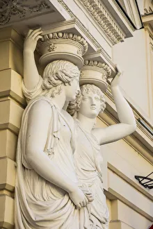 Decorative column on facade of building in Vienna, Austria Decorative column on facade of building in Vienna, Austria