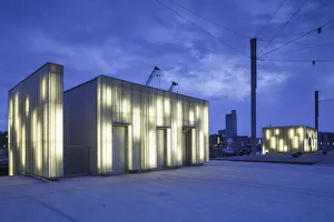 Denmark, Funen, Odense, Havn Harbor Area, renovated harbor buildings, dusk Denmark, Funen, Odense, Havn Harbor Area, renovated harbor buildings, dusk