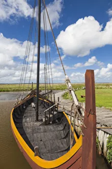 Denmark, Jutland, Hemmet, Bork Vikingehavn, recreated Viking village, Viking ships Denmark, Jutland, Hemmet, Bork Vikingehavn, recreated Viking village, Viking ships