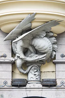 Denmark, Zealand, Copenhagen, dragon detail on building Denmark, Zealand, Copenhagen, dragon detail on building