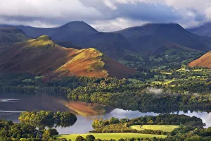 Prints of Derwent Water and Catbells mountain, Lake District, Cumbria, England. Autumn (October) Lake Prints: Derwent Water and Catbells Mountain Print