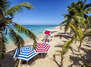 Atlantic Ocean Shoreline Photos Prints: Doctors Cave Beach, elevated view, Montego Bay, Saint James Parish, Jamaica