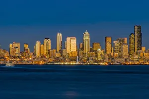 Downtown skyline at dusk, Seattle, Washington, USA Downtown skyline at dusk, Seattle, Washington, USA