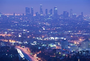 Downtown LA Print: Evening View from Hollywood Bowl Overlook