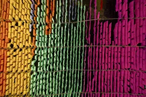 Drying Multicolor Cloth Print, Narayanganj, Bangladesh