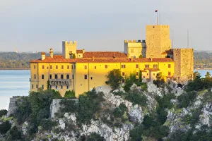 Western Europe Monuments Prints: Duino castle at dawn, Duino, province of Trieste, Friuli Venezia Giulia, Italy
