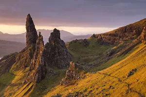 Early morning sunlight at the Old Man of Storr on the Isle of Skye, Scotland. Autumn Early morning sunlight at the Old Man of Storr on the Isle of Skye, Scotland. Autumn