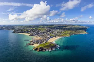 Prints of Aerial view of St. Ives, Cornwall, England Aerial View Prints: Aerial View of St. Ives, Cornwall Print (Earth from Above)