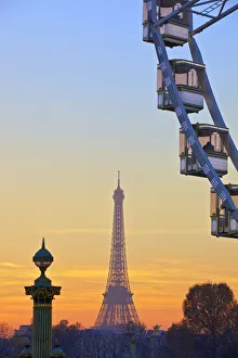 Eiffel Tower From Place De La Concorde With Big Wheel In Foreground, Paris, France Eiffel Tower From Place De La Concorde With Big Wheel In Foreground, Paris, France