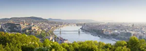 Chain Bridge Budapest Prints: Elevated view over Budapest & the River Danube, Budapest, Hungary