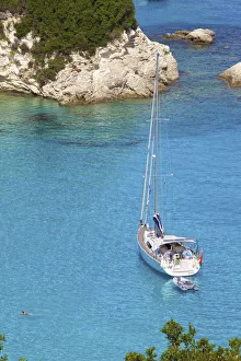 Elevated View of Voutoumi Bay, Antipaxos, The Ionian Islands, Greek Islands, Greece Elevated View of Voutoumi Bay, Antipaxos, The Ionian Islands, Greek Islands, Greece
