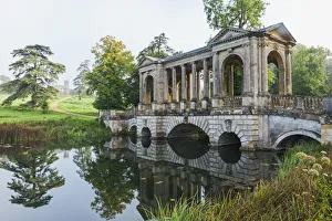 Prints of England, Buckinghamshire, Stowe, Stowe Landscape Gardens, The Palladian Bridge Buckinghamshire Prints: Stowe Landscape Gardens Palladian Bridge Print England