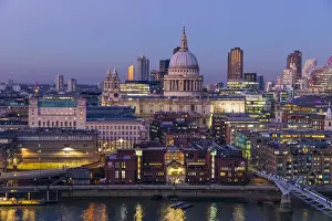 St Pauls Cathedral with Millennium Bridge Print, London Skyline