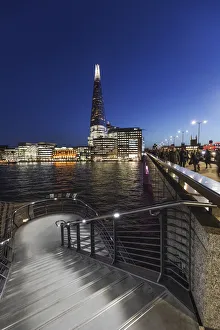 England, London, Night View of London Bridge Steps and The Shard England, London, Night View of London Bridge Steps and The Shard